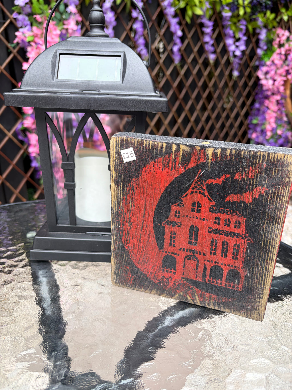 Rustic Halloween Wooden Block Collection– Hand-Painted Jack-o'-Lantern, Skull, and Haunted House Decor