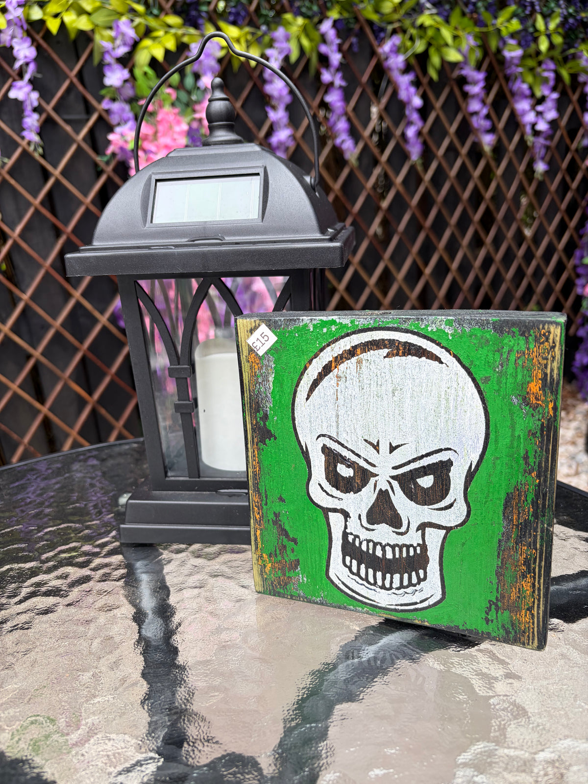 Rustic Halloween Wooden Block Collection– Hand-Painted Jack-o'-Lantern, Skull, and Haunted House Decor