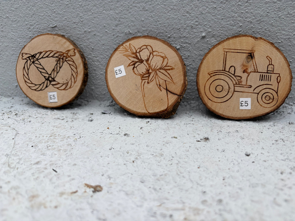 Handmade Pyrography Wood Collection Slices – Rustic Countryside Designs