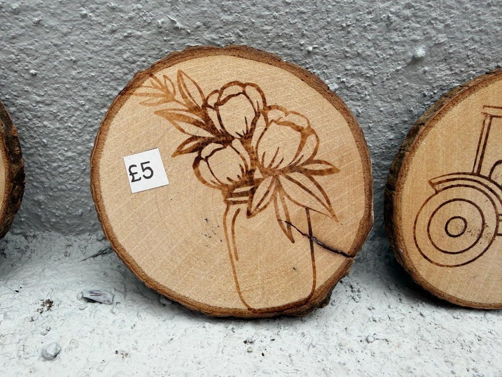 Handmade Pyrography Wood Collection Slices – Rustic Countryside Designs