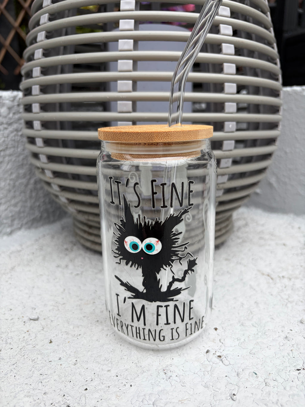 Gothic & Sassy Iced Coffee Glass Cans – "Nevermore" & "It's Fine" Styles
