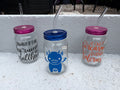 Sassy & Cute Glass Mason Jars – 3 Unique Designs with Lids & Straws