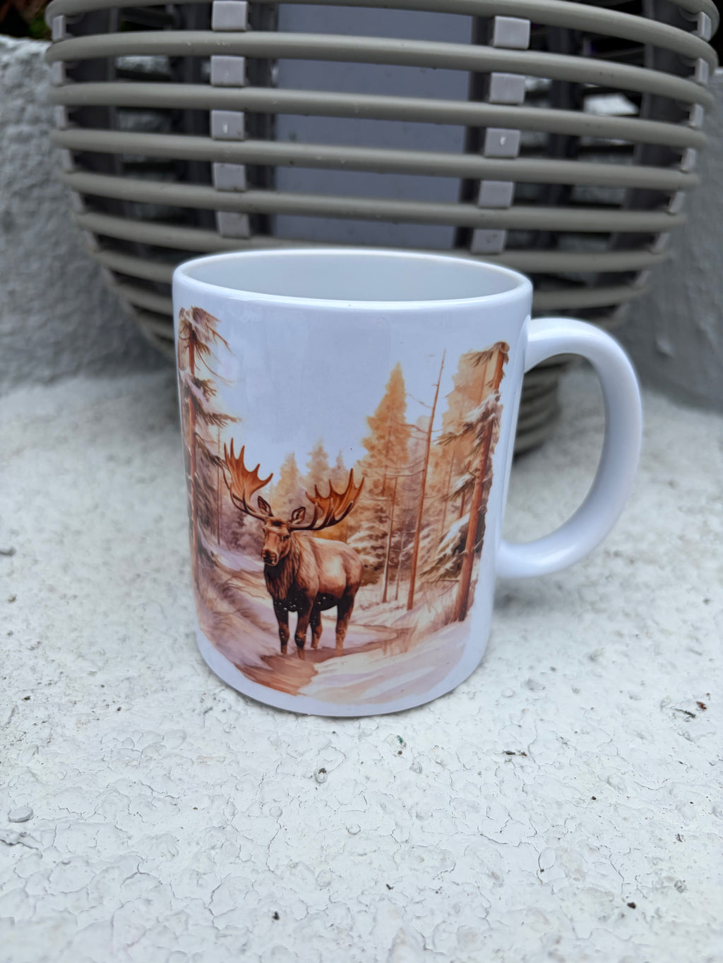 Set of 6 Wildlife Woodland Animal Mugs - Wolf, Fox, Deer, Lynx, Moose