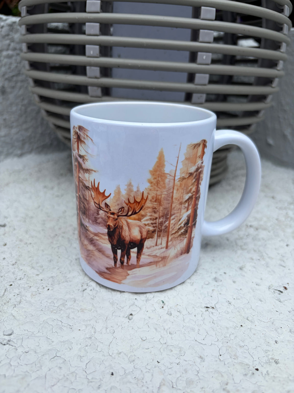 Set of 6 Wildlife Woodland Animal Mugs - Wolf, Fox, Deer, Lynx, Moose