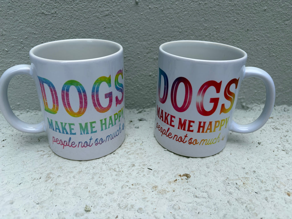Him & Her Set of 2 "Dogs Make Me Happy" Mugs – Sassy Dog Lover Gift