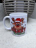 Adorable "Merry Christmas" Reindeer Mug – Festive Holiday Decor