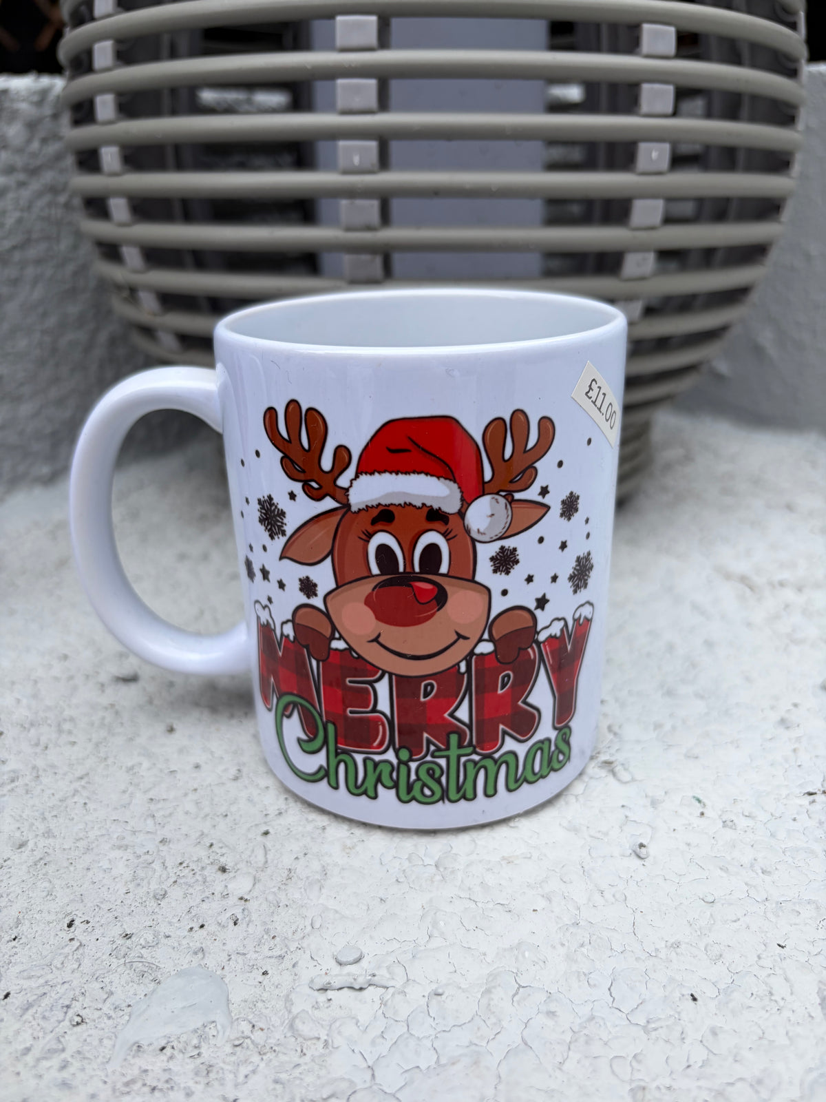 Adorable "Merry Christmas" Reindeer Mug – Festive Holiday Decor