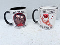 Him & Hers Gothic Skeleton Couple Mug Set - "Till Death" & "If I Had Feelings"
