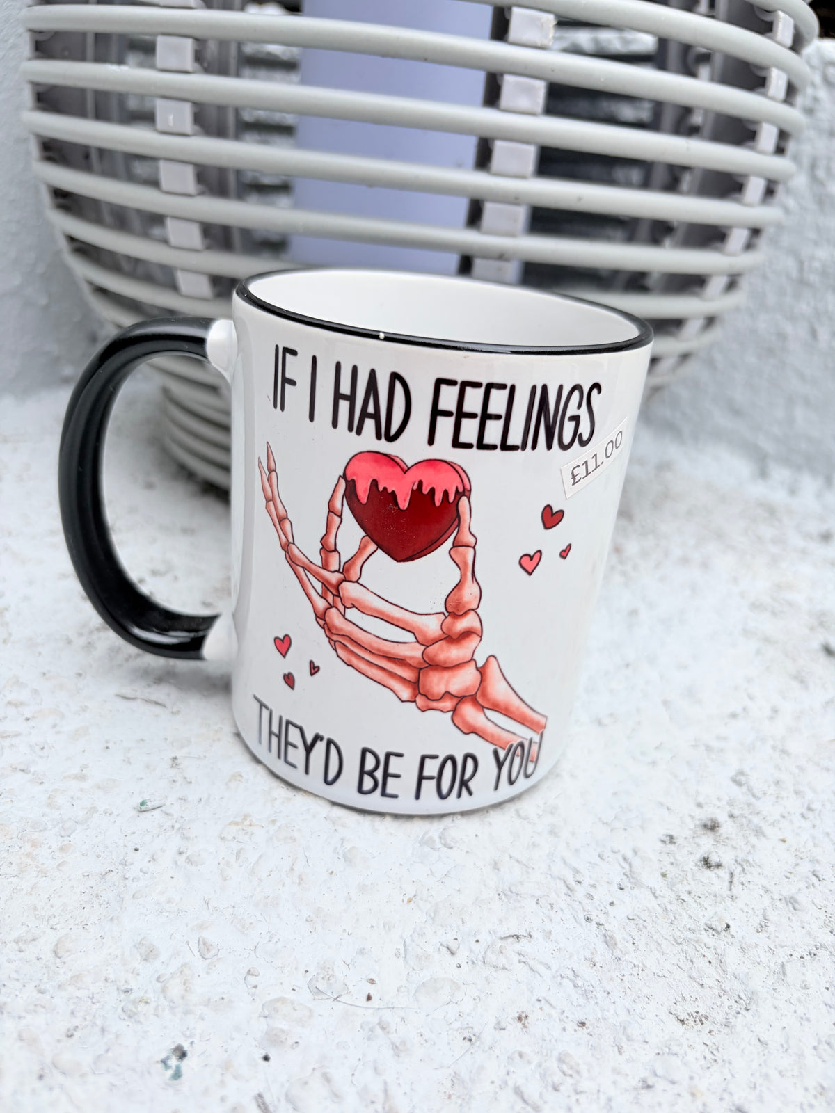 Him & Hers Gothic Skeleton Couple Mug Set - "Till Death" & "If I Had Feelings"