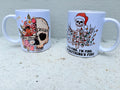 Him & Hers Gothic Christmas Mug Set – "Sorta Scary Sorta Merry" & "It's Fine" Skeleton