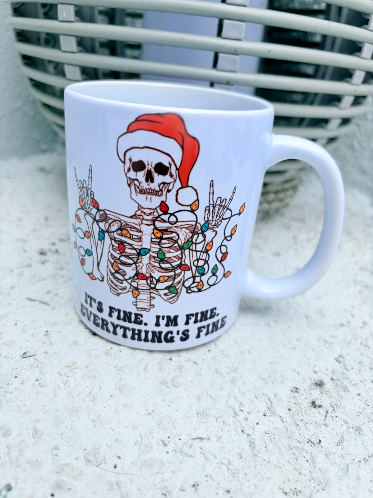 Him & Hers Gothic Christmas Mug Set – "Sorta Scary Sorta Merry" & "It's Fine" Skeleton