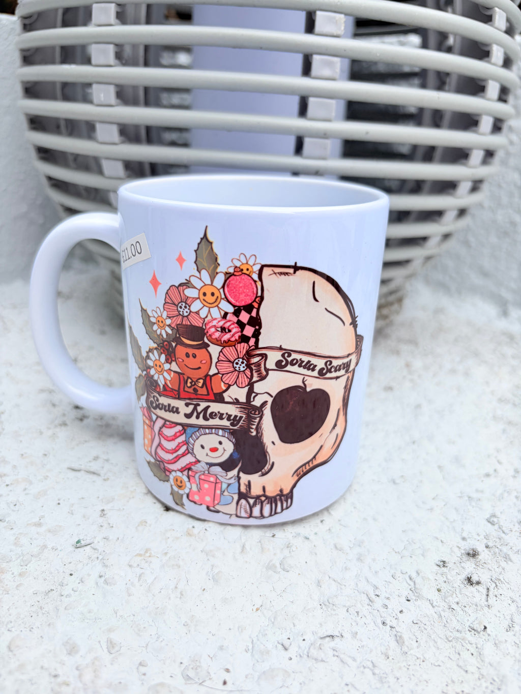 Him & Hers Gothic Christmas Mug Set – "Sorta Scary Sorta Merry" & "It's Fine" Skeleton