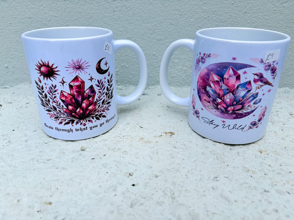 Celestial Crystal Mug Set – Amethyst Vibes & Spiritual Affirmations